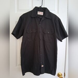 Dickies Men’s Black Short-Sleeve Button-Down Work Shirt Medium